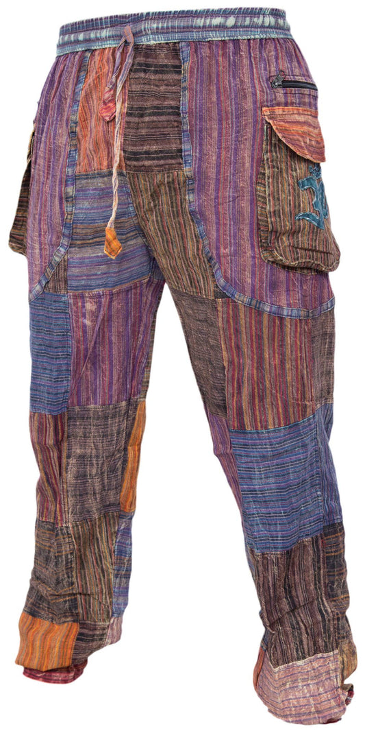 Peace Patchwork Elastic Waist Gypsy Hippie Trousers