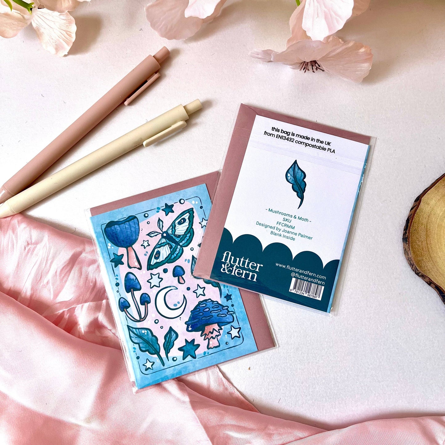 Mushrooms & Moth - A7 Card