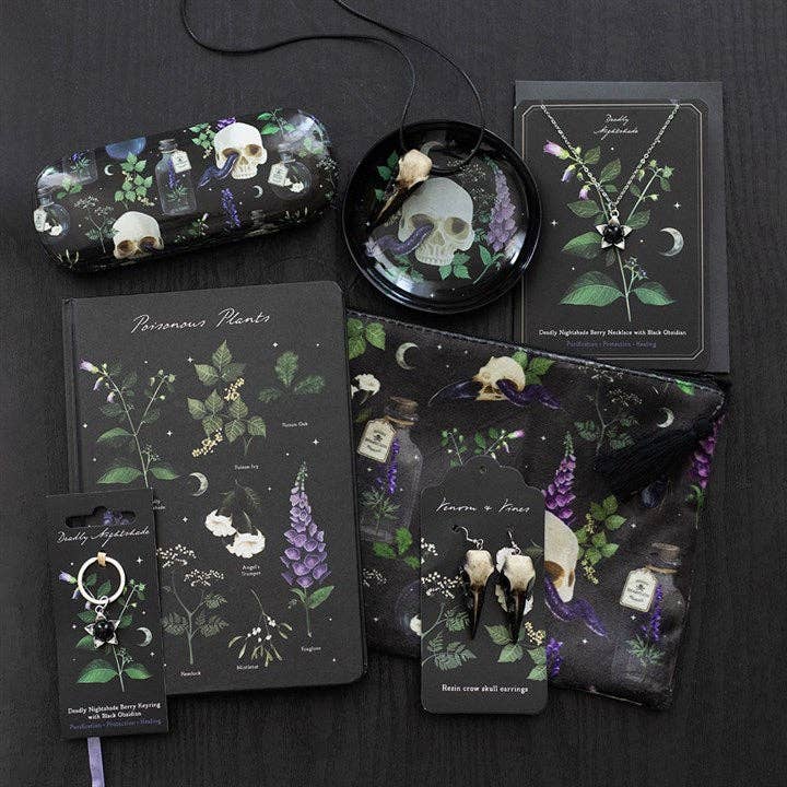 Deadly Nightshade Necklace with Black Obsidian on Greeting Card