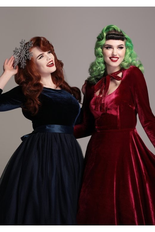 Clara Wine Velvet Swing Dress