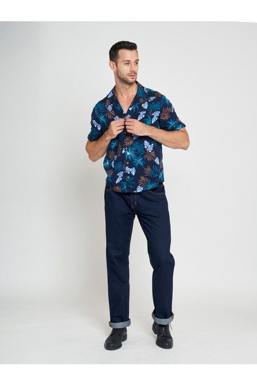 Oscar Tomika Haiti Navy Hawaiian Shirt