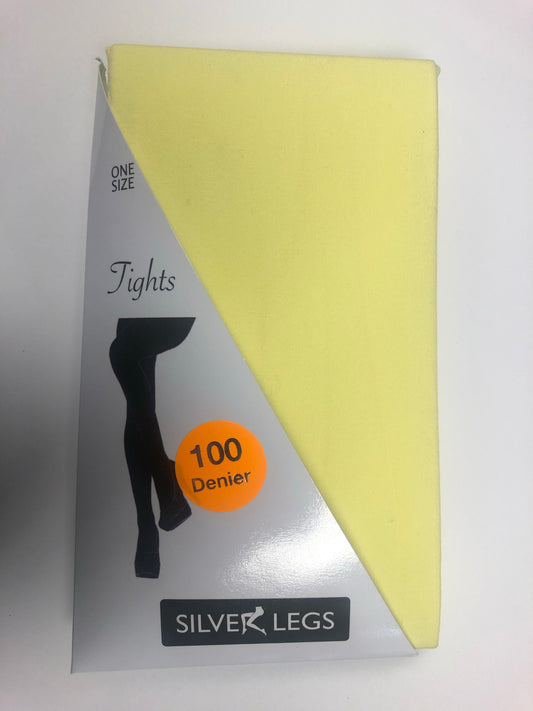 Plain block colour Tights 100 Denier  (Pale Yellow)