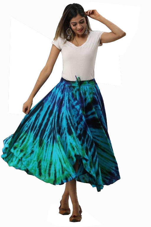 Extremely full Tie Dye elasticated skirt Aqua Turquoise