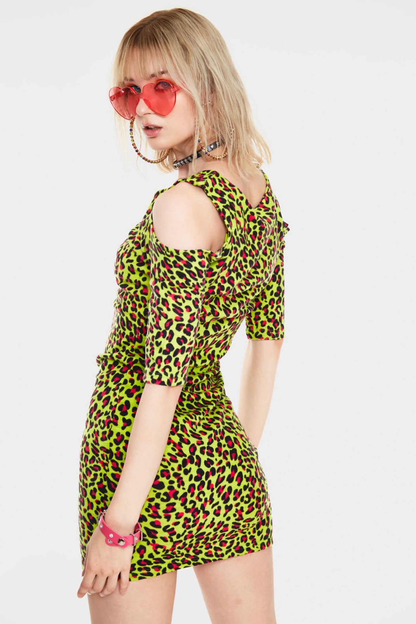 Neon Leopard Print bodycon Dress