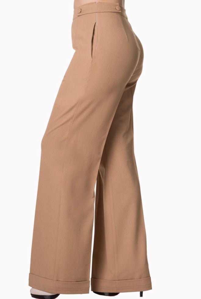 Party On High waisted Trousers Camel/Sand