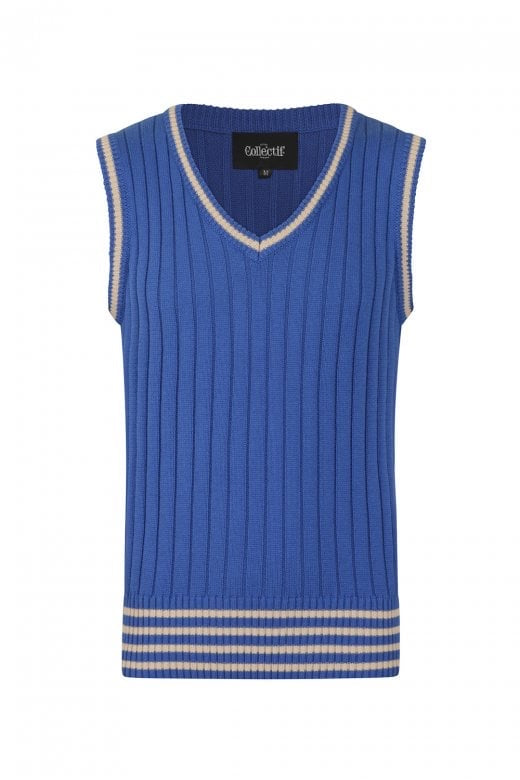 Euston Knitted 40’s 100% cotton Vest Blue
