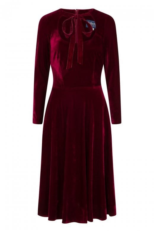 Clara Wine Velvet Swing Dress