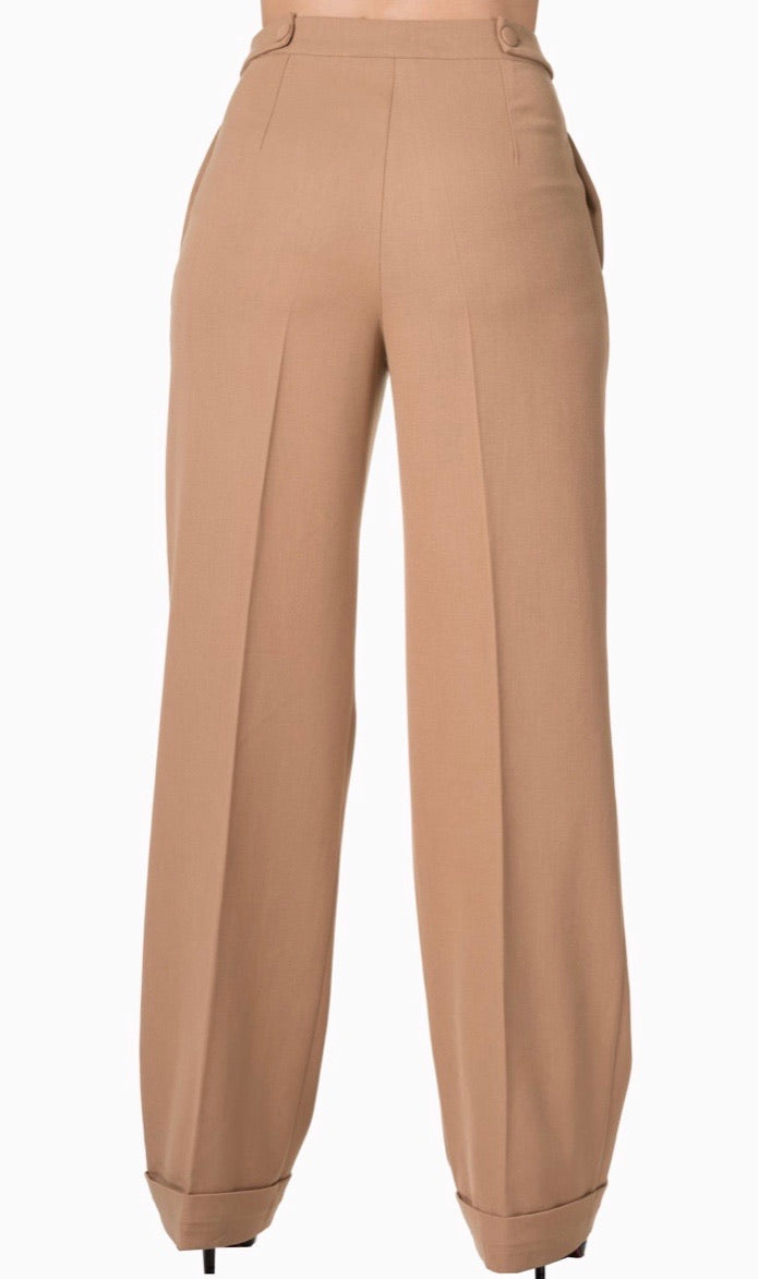 Party On High waisted Trousers Camel/Sand