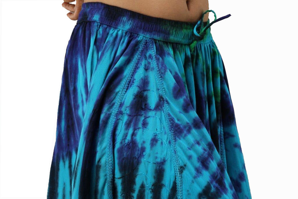 Extremely full Tie Dye elasticated skirt Aqua Turquoise