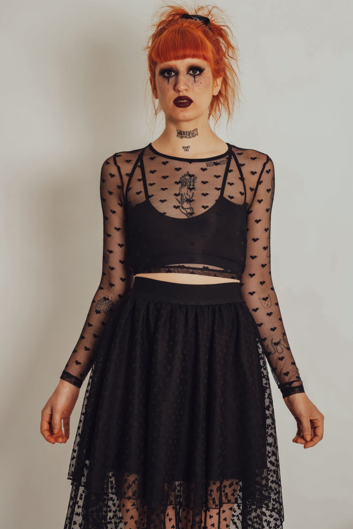 Heart Core mesh Crop Top