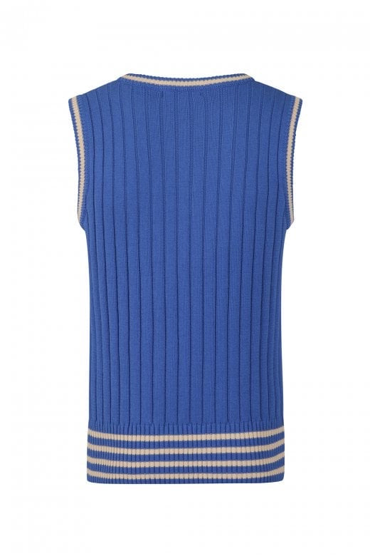 Euston Knitted 40’s 100% cotton Vest Blue