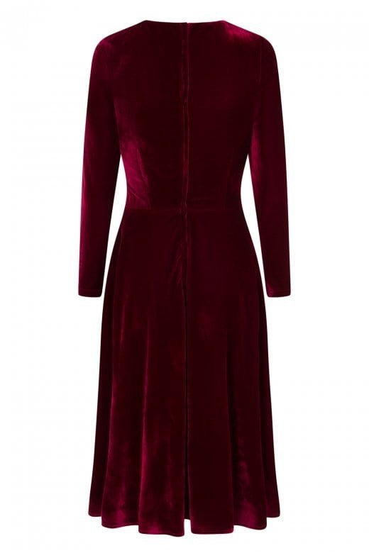 Clara Wine Velvet Swing Dress