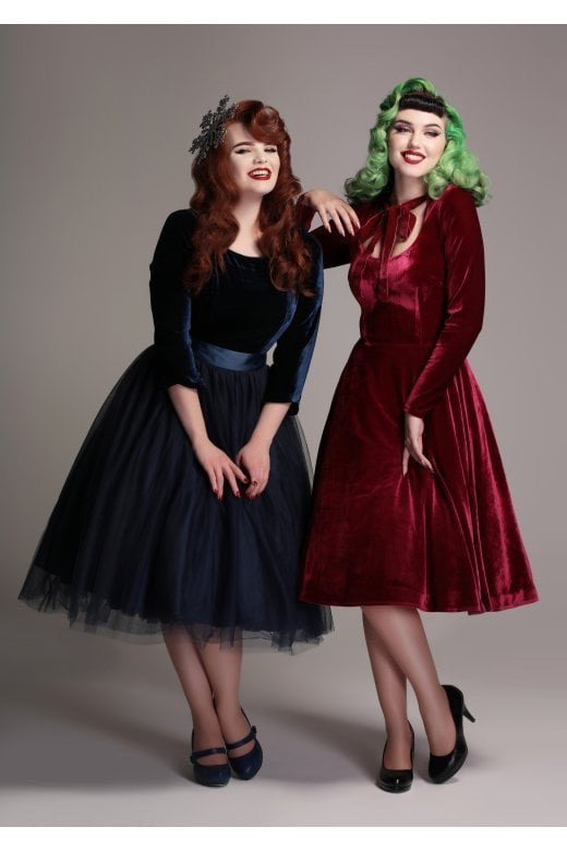 Clara Wine Velvet Swing Dress