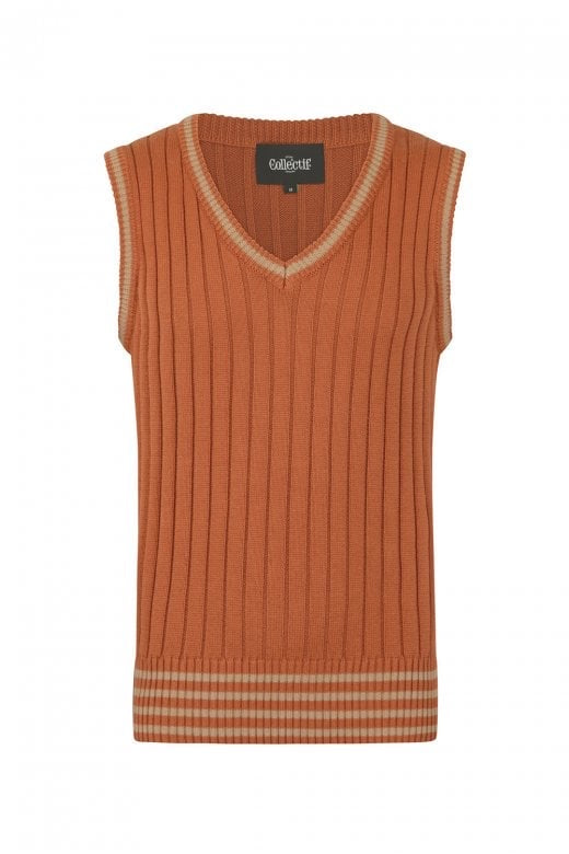Euston Knitted 40’s 100% cotton Vest Camel