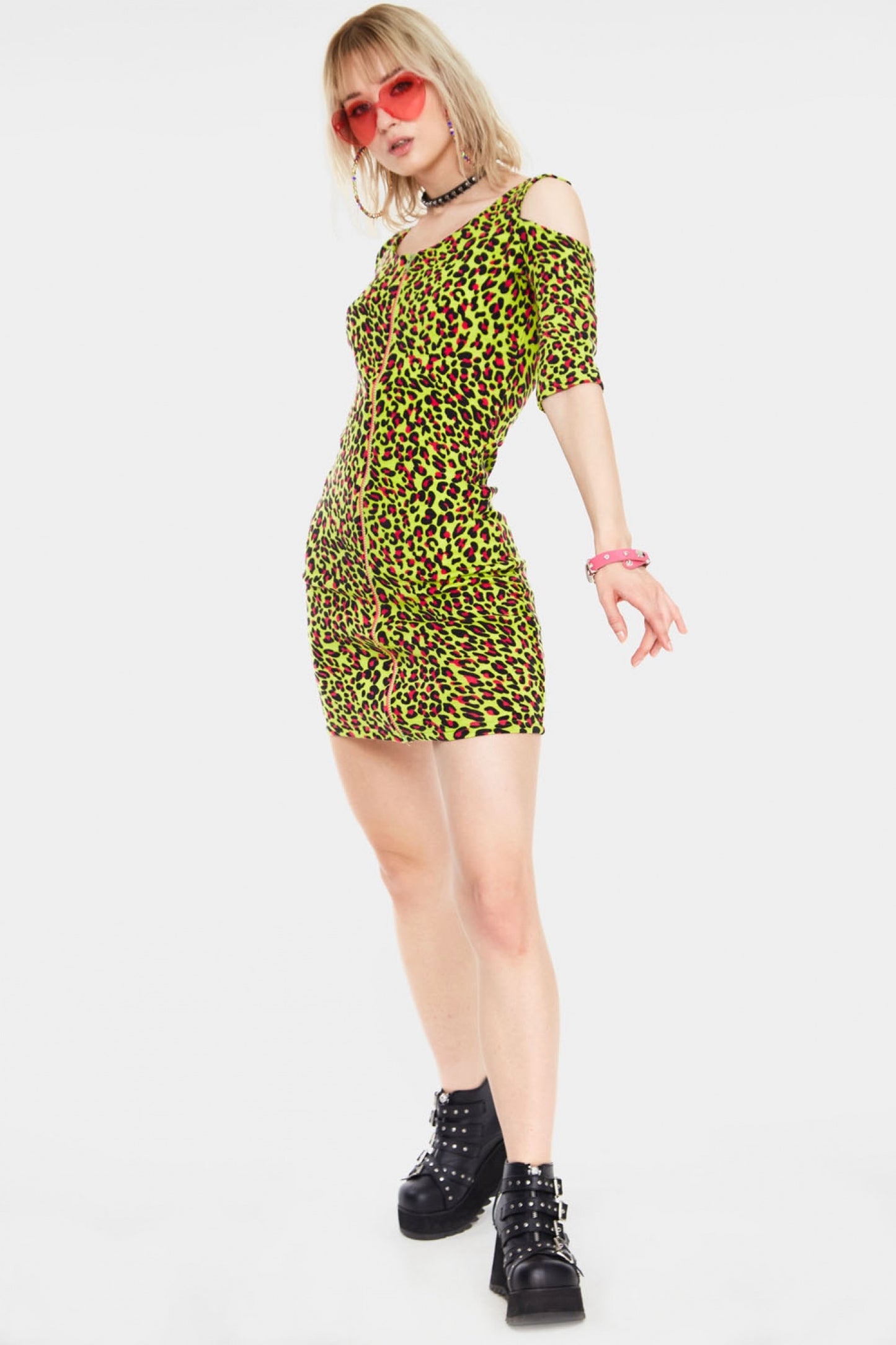 Neon Leopard Print bodycon Dress