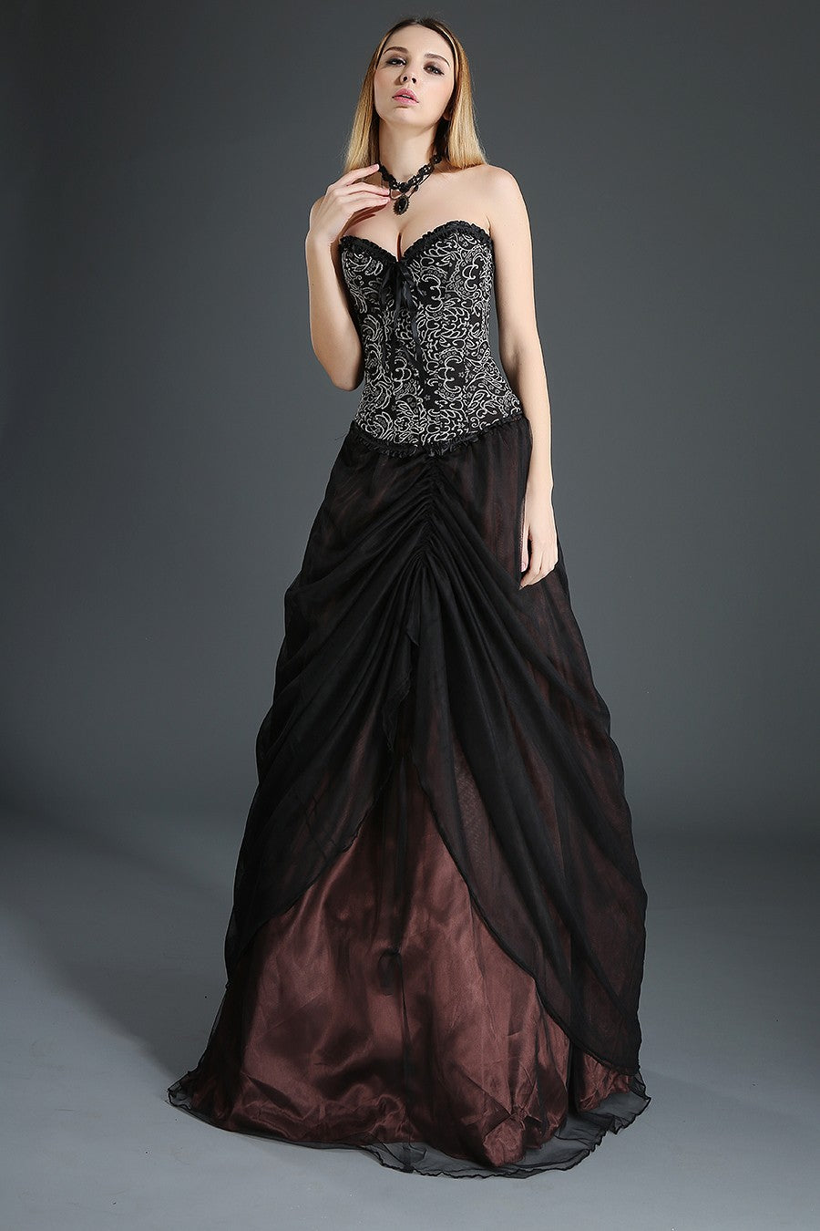 Layered Tulle Gothic Gown Skirt Black and Brown  Wonderland Awaits